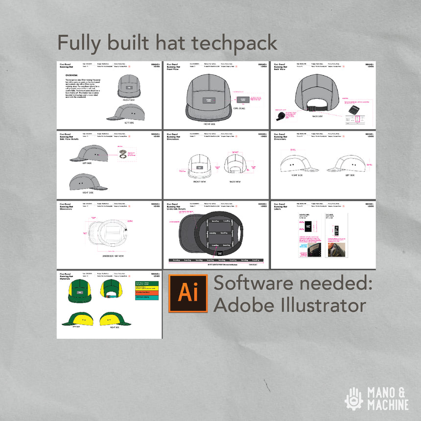 The Five Panel Running Hat Tech Pack Template